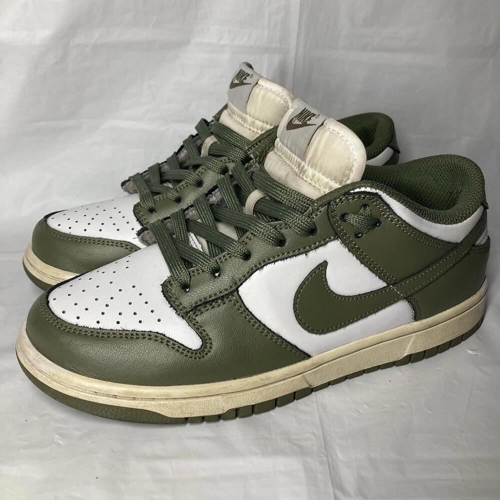 Women’s 8 Nike Dunk Low Shoes Medium Olive Green White Sneakers DD1503-120